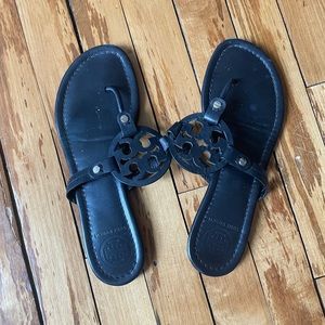 Tory Burch Miller Sandal Black Leather Sz 8